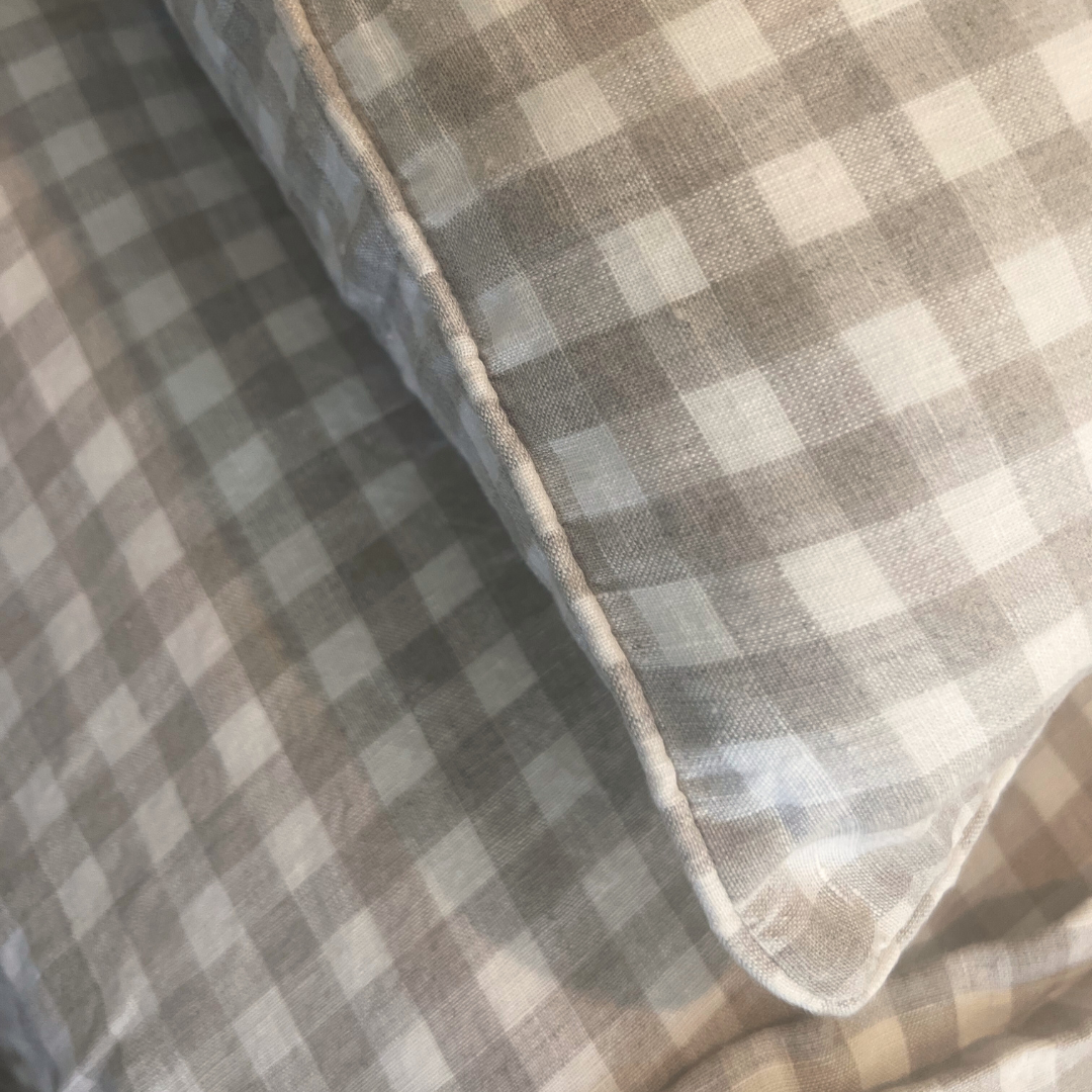 Natural Gingham Linen Queen Quilt Cover