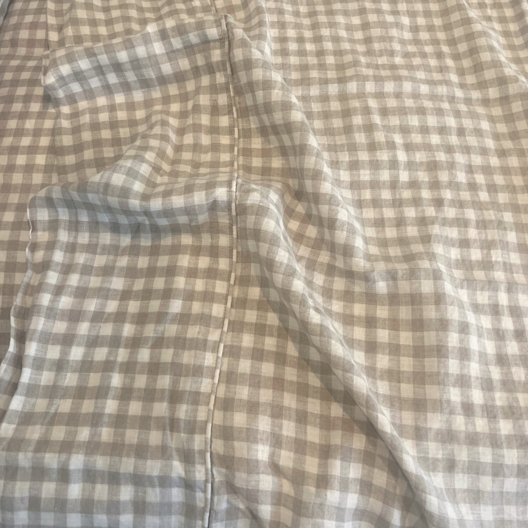 Natural Gingham Linen Queen Quilt Cover