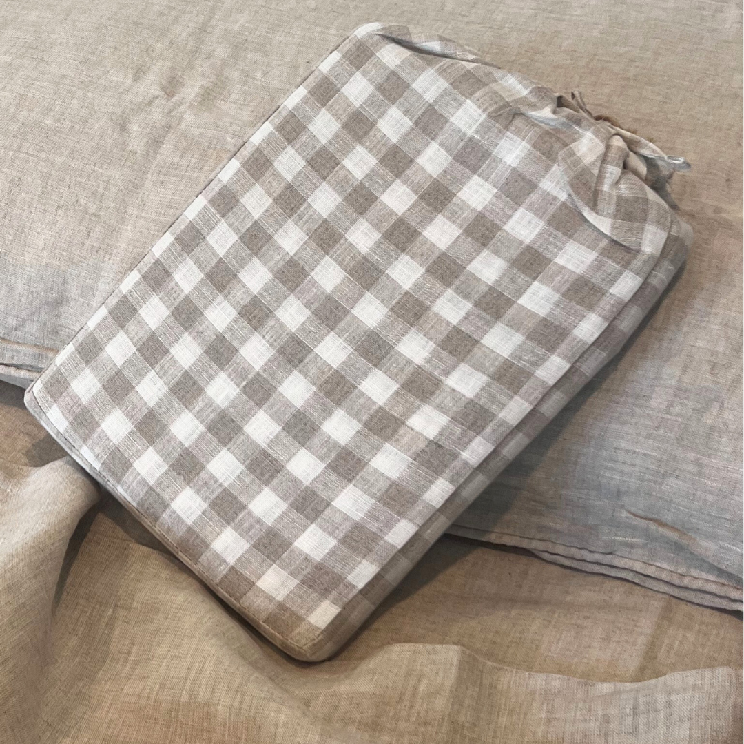 Natural Gingham Linen Queen Quilt Cover