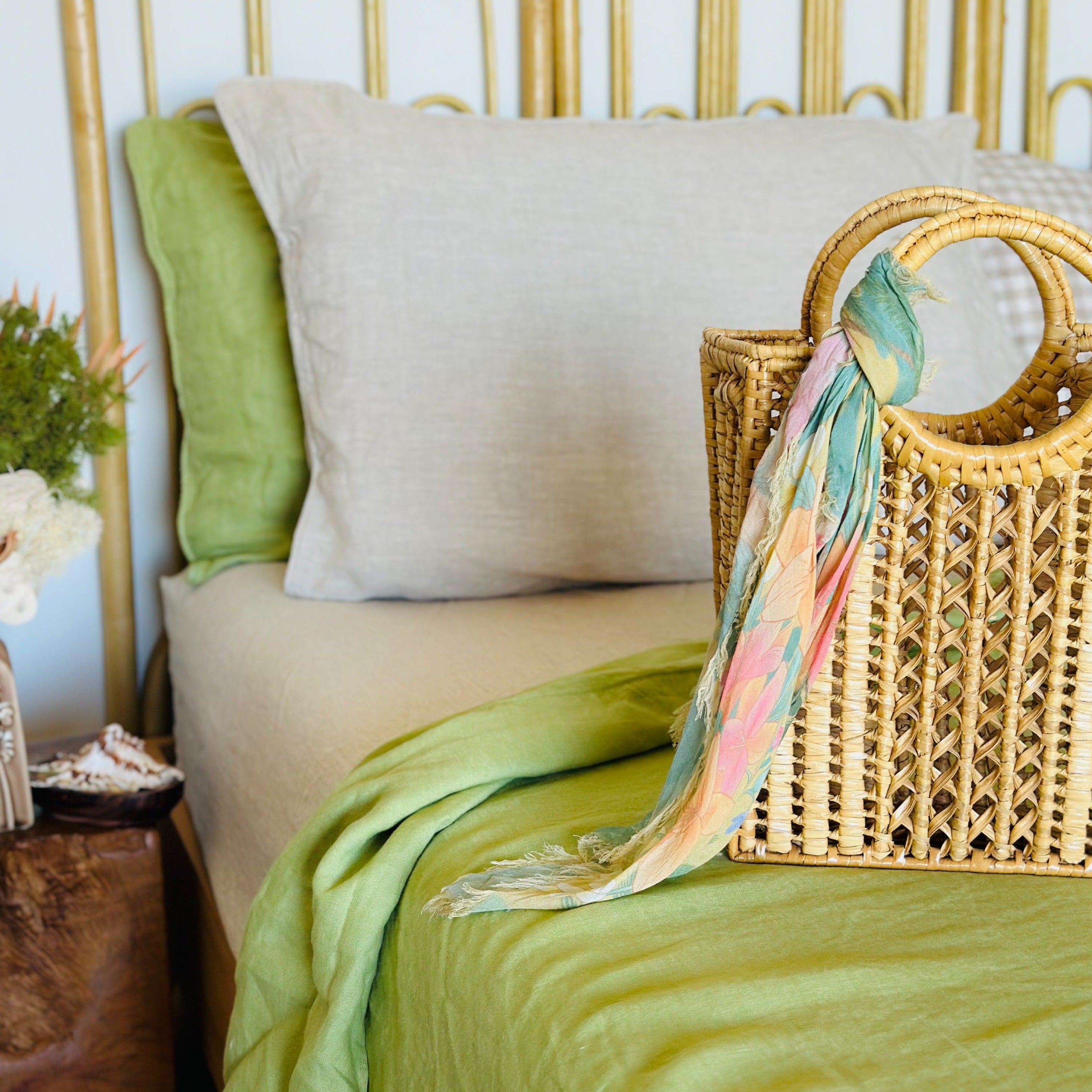 Oatmeal Linen King Flat Sheet