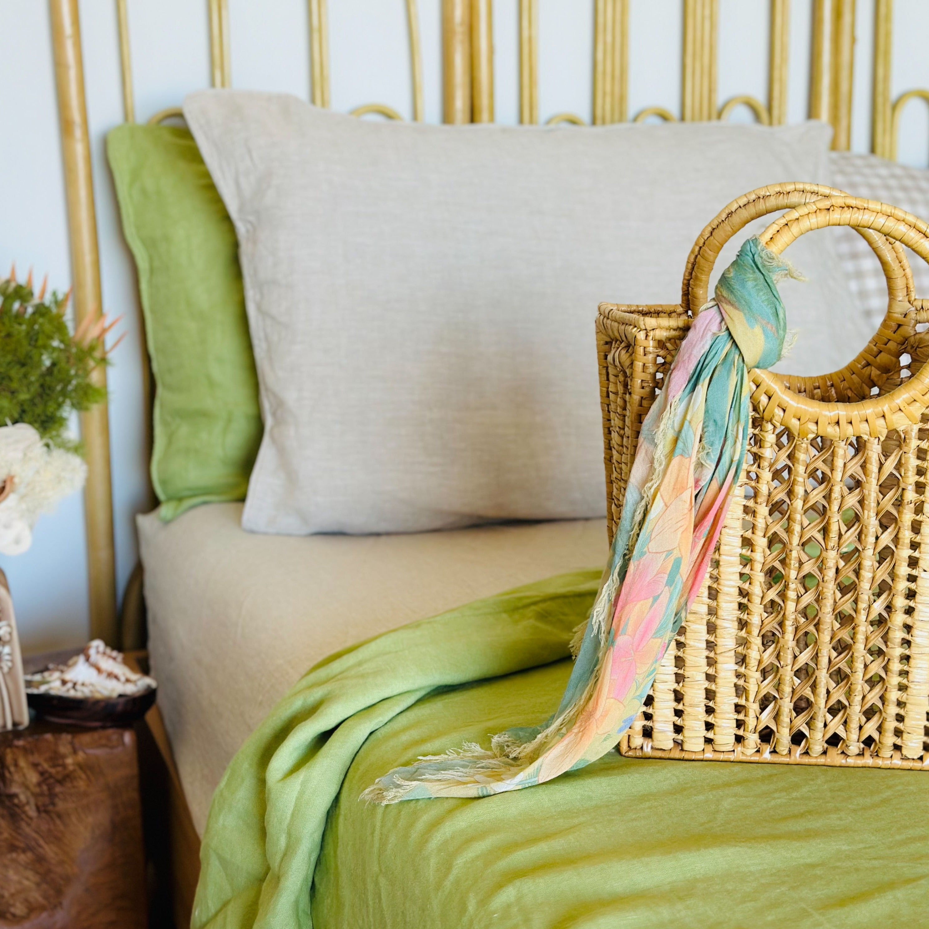 Oatmeal Linen Queen Fitted Sheet