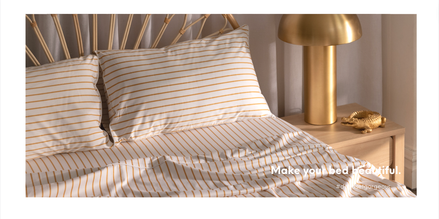 Honey Mustard Stripe Pure Cotton Quilt Cover with Zip
