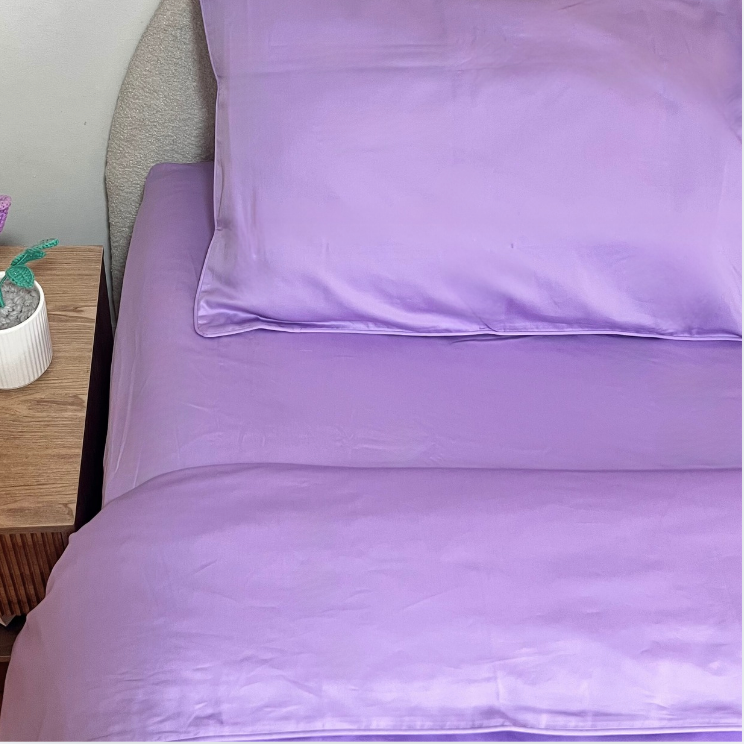 Lilac Pure Cotton Quilt Cover with Zip
