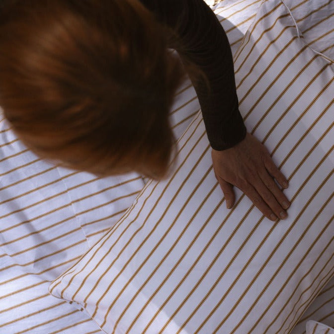 Honey Mustard Stripe Pure Cotton Quilt Cover with Zip