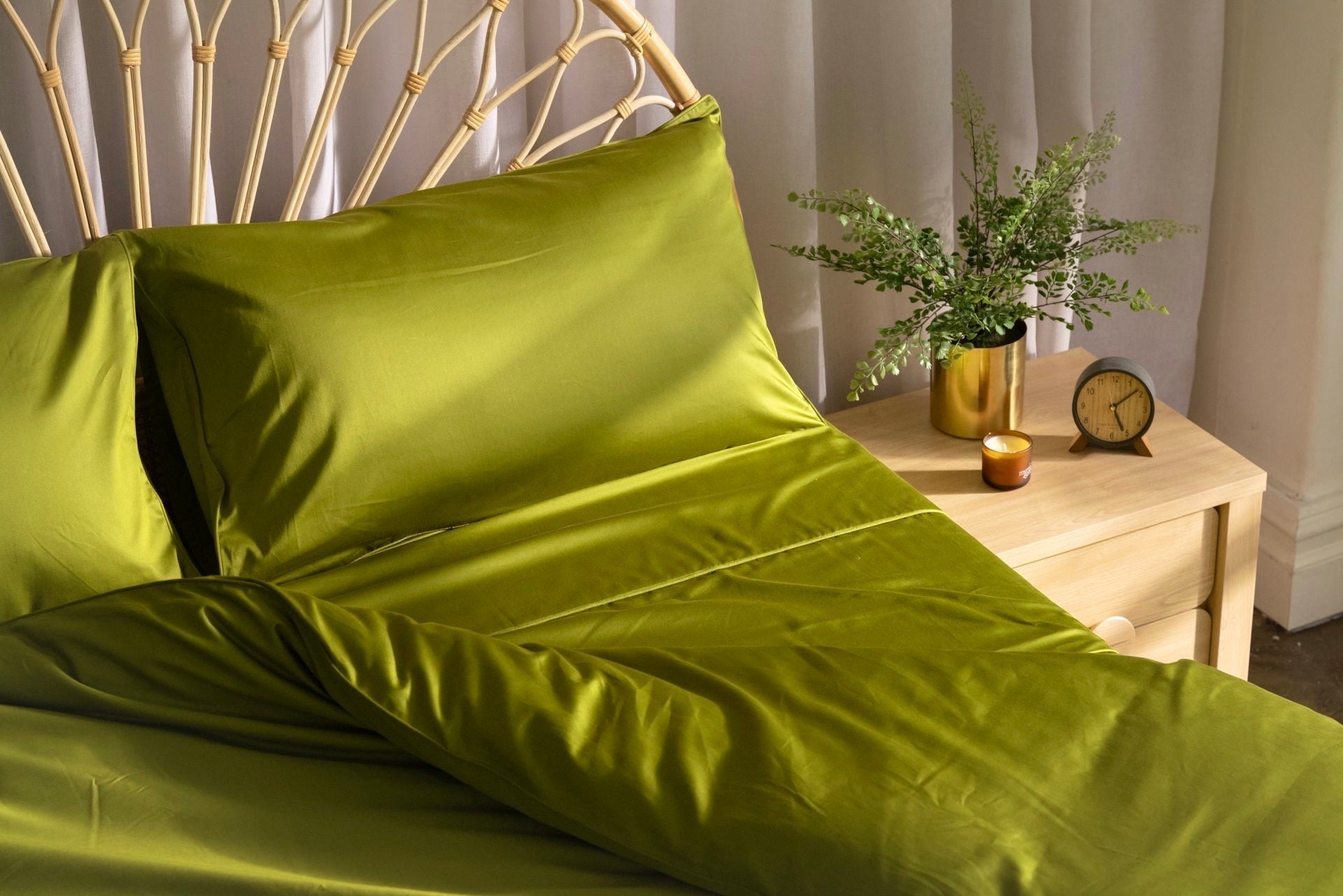 moss green cotton bedding