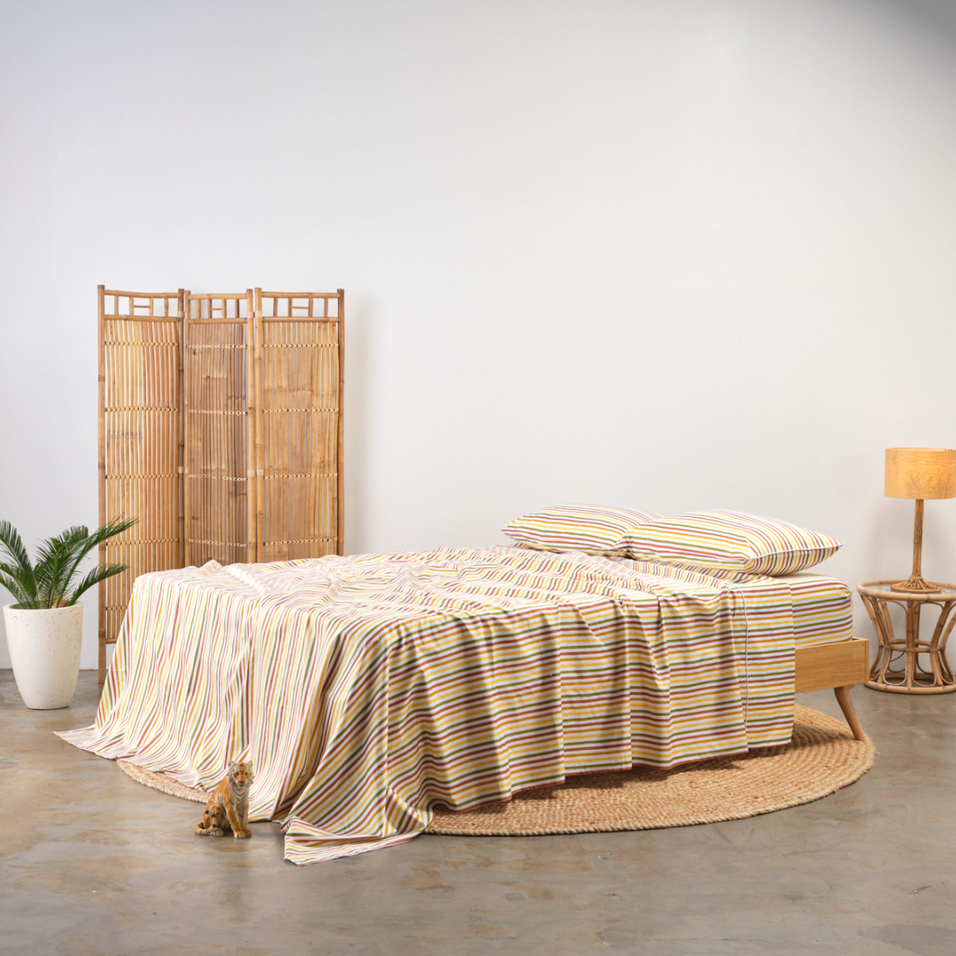 Thelma Stripe Pure Cotton Bed Sheets