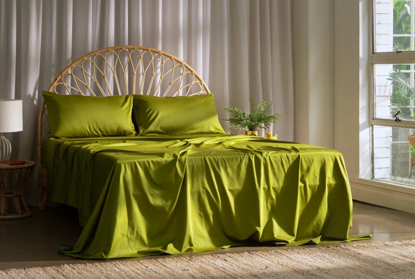 moss green cotton bedding